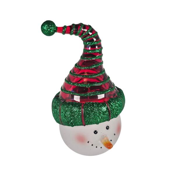 Department 56 Snowman Head Ornament 2003 Glitter Hat 5" Xmas Decor Boxed - Picture 6 of 16